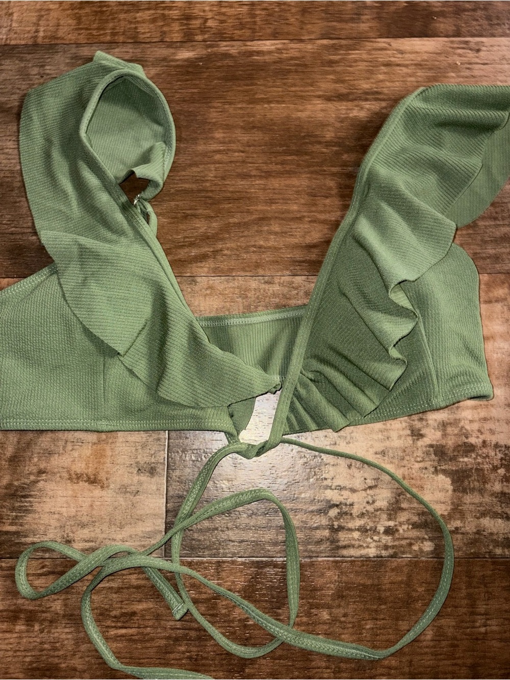 Green Ruffle Wrap Around Bikini Top Size Large